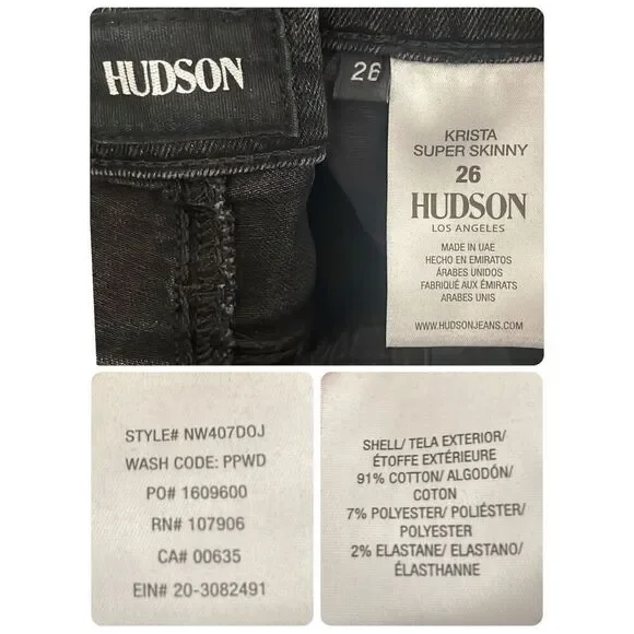 Hudson Krista Super Skinny Black Wash Jeans 26 - Picture 9 of 11